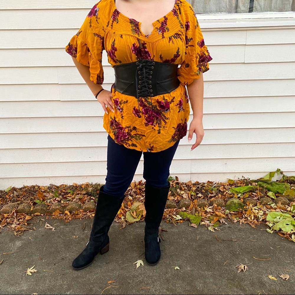 Plus Yellow Floral Blouse